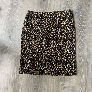 Ann Taylor silk leopard print pencil skirt